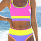 🏖️ Urlaubsangebot: 49% Rabatt 💃 Farbkontrast-Patchwork Nylon Sport-Bikini-Set (3-teilig)