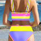 🏖️ Urlaubsangebot: 49% Rabatt 💃 Farbkontrast-Patchwork Nylon Sport-Bikini-Set (3-teilig)