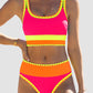 🏖️ Urlaubsangebot: 49% Rabatt 💃 Farbkontrast-Patchwork Nylon Sport-Bikini-Set (3-teilig)