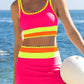 🏖️ Urlaubsangebot: 49% Rabatt 💃 Farbkontrast-Patchwork Nylon Sport-Bikini-Set (3-teilig)