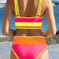 🏖️ Urlaubsangebot: 49% Rabatt 💃 Farbkontrast-Patchwork Nylon Sport-Bikini-Set (3-teilig)