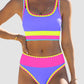 🏖️ Urlaubsangebot: 49% Rabatt 💃 Farbkontrast-Patchwork Nylon Sport-Bikini-Set (3-teilig)