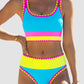 🏖️ Urlaubsangebot: 49% Rabatt 💃 Farbkontrast-Patchwork Nylon Sport-Bikini-Set (3-teilig)