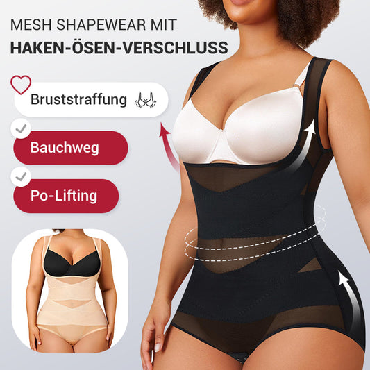 ⏳Kaufen Sie eins, bekommen Sie eins gratis💥💕Haken-und-Ösen-Mesh-Shapewear-Body💎