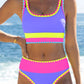 🏖️ Urlaubsangebot: 49% Rabatt 💃 Farbkontrast-Patchwork Nylon Sport-Bikini-Set (3-teilig)