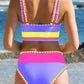 🏖️ Urlaubsangebot: 49% Rabatt 💃 Farbkontrast-Patchwork Nylon Sport-Bikini-Set (3-teilig)