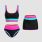🏖️ Urlaubsangebot: 49% Rabatt 💃 Farbkontrast-Patchwork Nylon Sport-Bikini-Set (3-teilig)