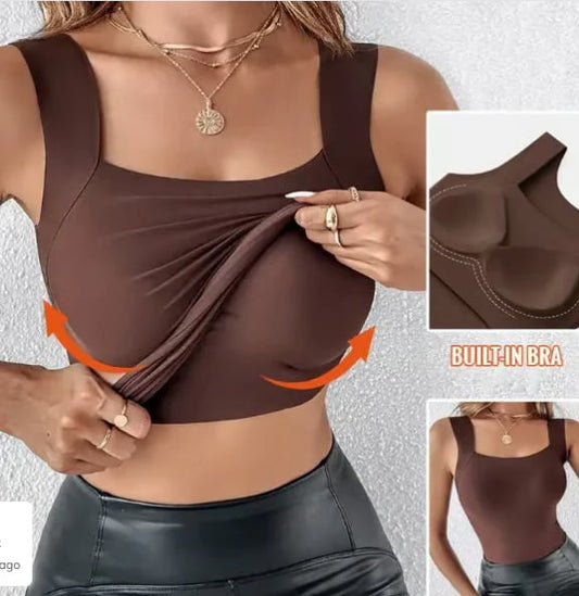 🔥NEUJAHRSANGEBOT £11.99!!⚡60.000+ VERKAUFT!💐Damen-Thermotops mit Rundhalsausschnitt und integriertem BH
