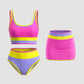 🏖️ Urlaubsangebot: 49% Rabatt 💃 Farbkontrast-Patchwork Nylon Sport-Bikini-Set (3-teilig)