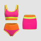 🏖️ Urlaubsangebot: 49% Rabatt 💃 Farbkontrast-Patchwork Nylon Sport-Bikini-Set (3-teilig)