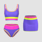 🏖️ Urlaubsangebot: 49% Rabatt 💃 Farbkontrast-Patchwork Nylon Sport-Bikini-Set (3-teilig)