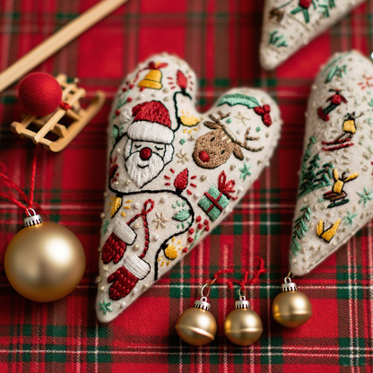 🎅Bestes Weihnachtsgeschenk💖DIY-Handstickerei-Weihnachtsdekoration in Herzform / Stickset