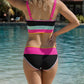 🏖️ Urlaubsangebot: 49% Rabatt 💃 Farbkontrast-Patchwork Nylon Sport-Bikini-Set (3-teilig)