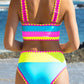 🏖️ Urlaubsangebot: 49% Rabatt 💃 Farbkontrast-Patchwork Nylon Sport-Bikini-Set (3-teilig)