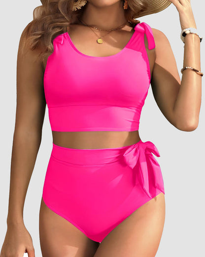 ✨Heißer Verkauf: 50 % Rabatt 💥Kaufen Sie 2 Extra 5% Rabatt🎀Bauchweg-Bikini-Set mit hoher Taille und doppelter Schnürung💖