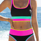 🏖️ Urlaubsangebot: 49% Rabatt 💃 Farbkontrast-Patchwork Nylon Sport-Bikini-Set (3-teilig)