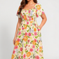 🔥Letzter Tag: 60% Rabatt!⏰🌸👗 Blumenkleid mit Raffungen, quadratischem Ausschnitt & Taschen🏖️