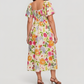 🔥Letzter Tag: 60% Rabatt!⏰🌸👗 Blumenkleid mit Raffungen, quadratischem Ausschnitt & Taschen🏖️