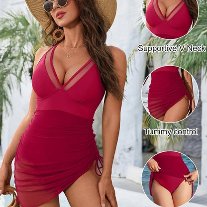 🌷Sommer Heißer Verkauf-50% Rabatt🍧Schlankmachender transparenter Sarong-Wickel-Badeanzug aus Netzstoff👙
