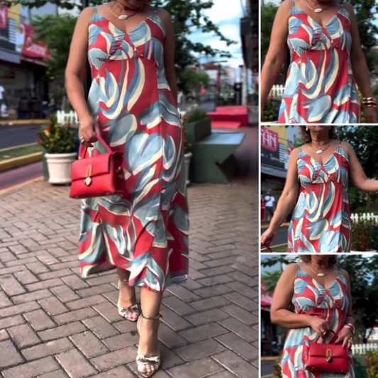 Women's Casual Printed Spaghetti Strap Dress