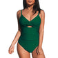 Solid Color Cutout One-Piece Swimsuit