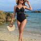 👙 Kostenloser Versand ab zwei🩱 Metallic Accent Mesh Panel Einteiliger Badeanzug