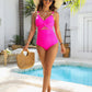 👙 Kostenloser Versand ab zwei🩱 Metallic Accent Mesh Panel Einteiliger Badeanzug