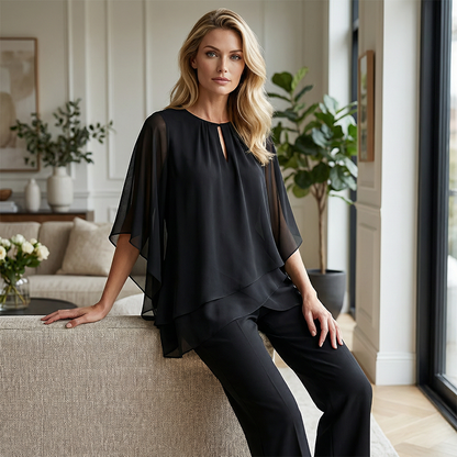 🎁2026 Neuheiten 50 % RABATT👗Elegante completo di pantaloni asimmetrici in due pezzi