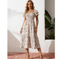 🔥Letzter Tag 50% RABATT🔥Women's Square Neck Smocked Floral Midi Dress
