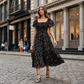 🔥Letzter Tag 50% RABATT🔥Women's Square Neck Smocked Floral Midi Dress